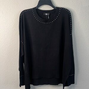 DKNY Black Crew‎ Neck Sweater with Stud Details